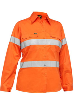BISLEY BL6897 WOMENS  HI VIS REFLECTIVE LIGHTWEIGHT DRILL SHIRT 